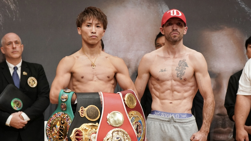 Naoya Inoue and TJ Doheny after weighing in this morning