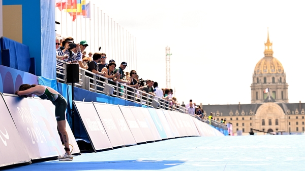 Team Ireland triathlete Cassie Cava after crossing the line in Paris