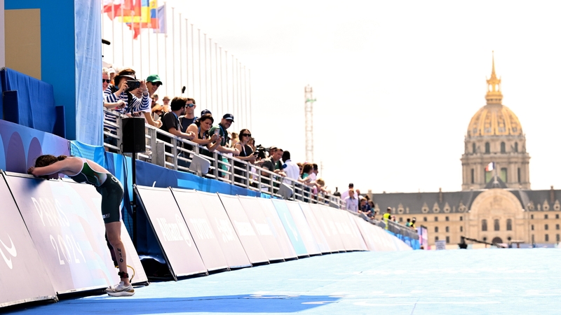 Team Ireland triathlete Cassie Cava after crossing the line in Paris