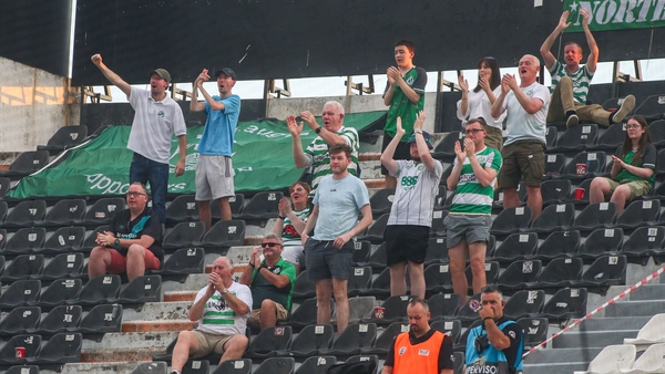 Shamrock Rovers supporters at the first leg of the UEFA Europa League play-off against PAOK in Greece