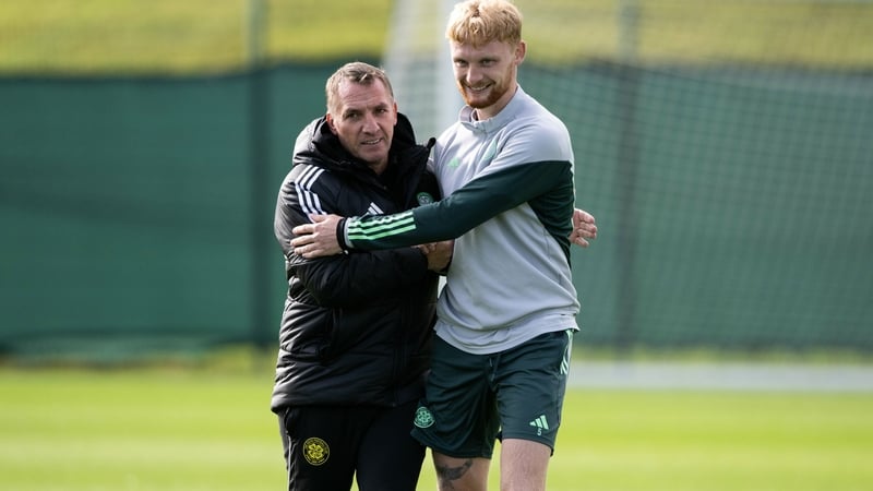 Celtic manager Brendan Rodgers and Liam Scales