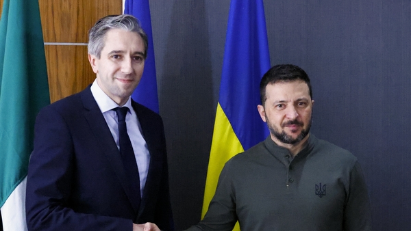 Simon Harris met Volodymyr Zelensky in September last year (file image)