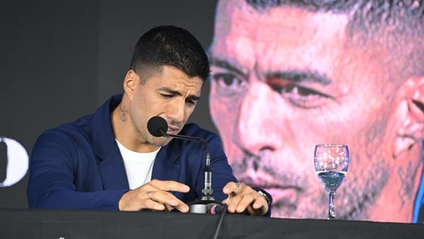 Luis Suarez became emotional at times during the press conference at Centenario Stadium