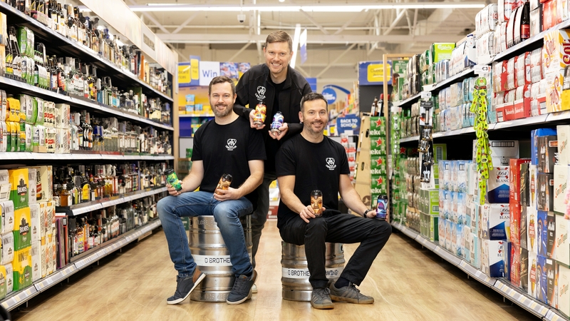 Paddy, Barry (CEO) and Brian O'Neill of O Brother Brewing at Tesco in Greystones, Co Wicklow
