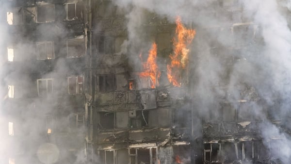 Smoke billowed from the fire that engulfed the 24-storey Grenfell Tower in west London in 2017