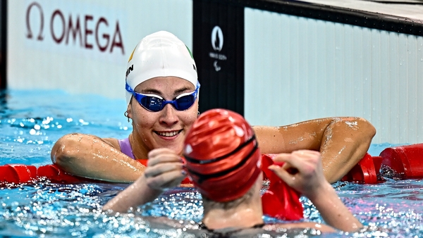 Róisin Ní Riain reacts after finishing second in her heat this morning
