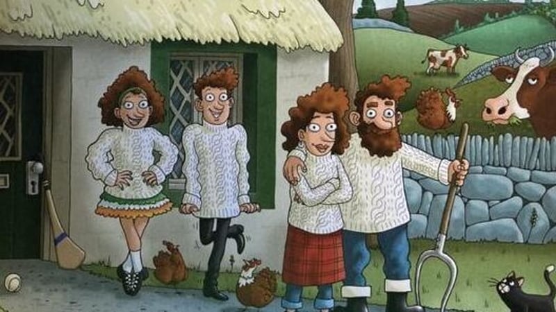 The Aran-jumper wearing Irish family is described as eating bacon, cabbage and potatoes every day