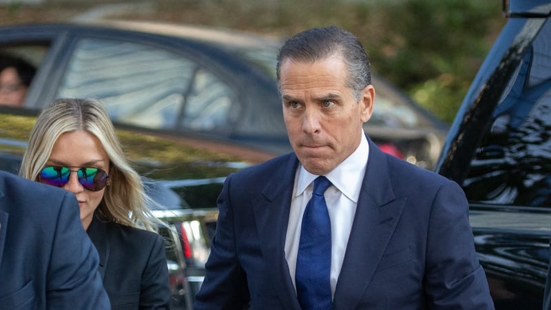 Hunter Biden (R) and his wife Melissa Cohen (L) arrive at court for his trail on tax evasion in Los Angeles, California