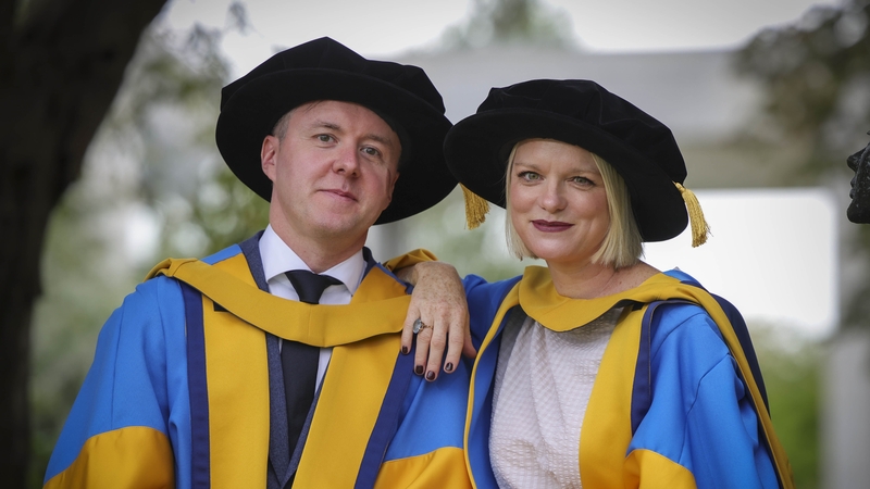 Colm Bairéad agus Cleona Ní Chrualaoi, Dochtúirí Oinigh UCD
[Pic: Fennell Photography]