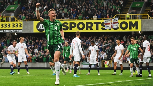 Daniel Ballard celebrates his goal during at Windsor Park