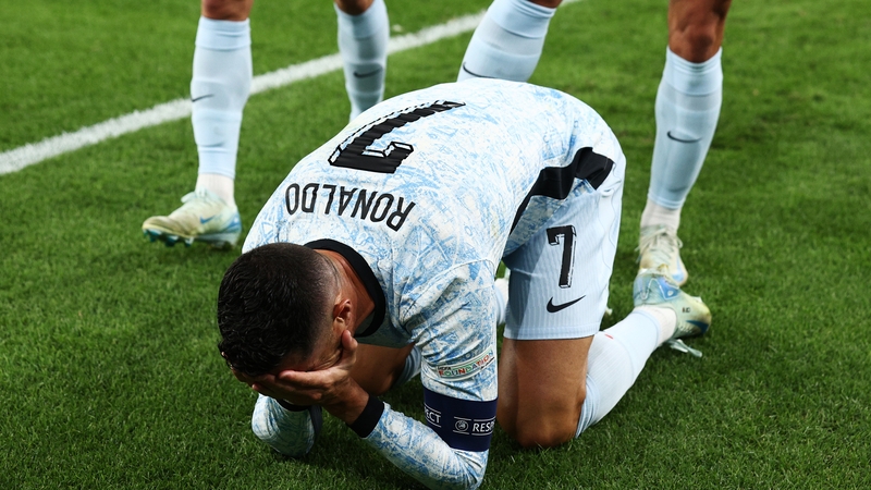 Cristiano Ronaldo sank to his knees after scoring the decisive goal in Lisbon