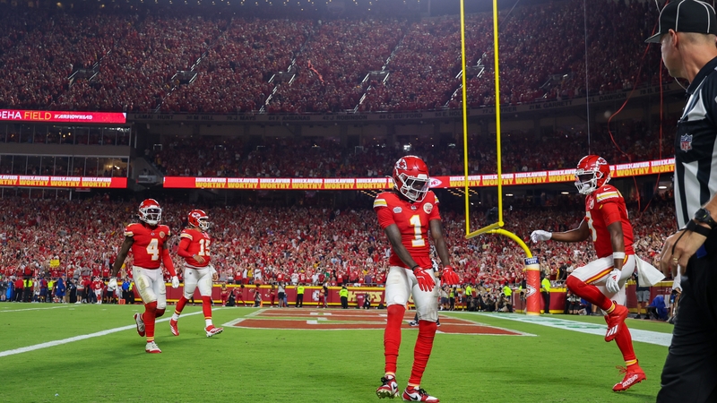 Chiefs rookie wide receiver Xavier Worthy scored two touchdowns at a packed Arrowhead
