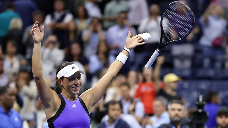 Jessica Pegula celebrates converting match point