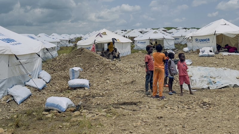 Displaced Sudanese children in a camp run by the UN Refugee Agency in Sudan's border town of Gallabat