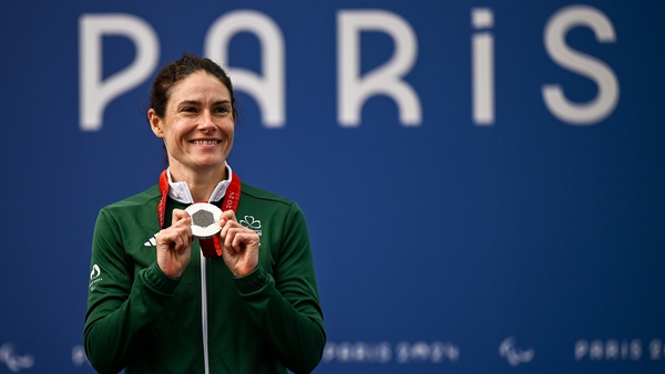 Katie-George Dunlevy celebrates with her silver medal