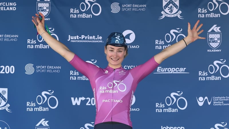 Mia Griffin in the race leader's magenta jersey (Pic: Lorraine O'Sullivan)