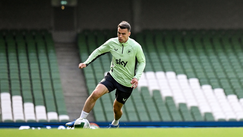 Seamus Coleman training at the Aviva Stadium on the eve of the game