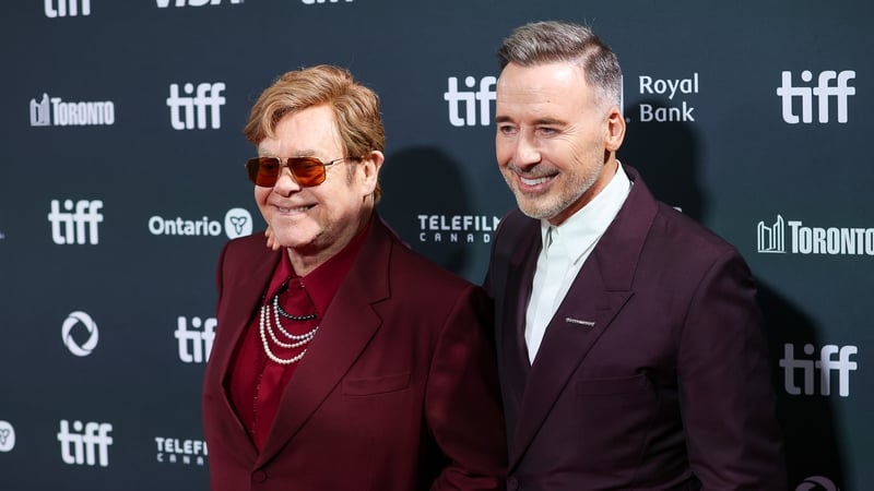 Elton John and David Furnish attend the premiere of Elton John: Never Too Late during the 2024 Toronto International Film Festival at Roy Thomson Hall in Toronto, Canada. (Photo by Mert Alper Dervis/Anadolu via Getty Images)