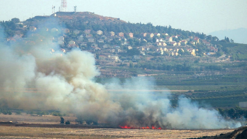 Smoke rises in the southern Lebanese Marjayoun plain after being hit by Israeli shelling