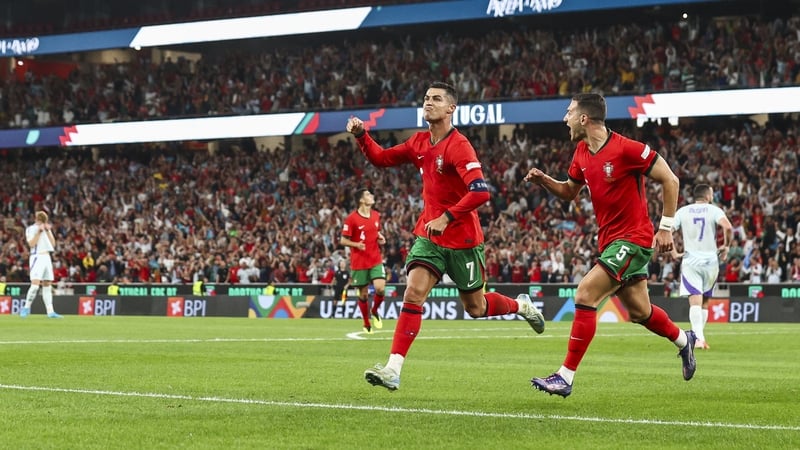 Cristiano Ronaldo celebrates after scoring Portugal's winner