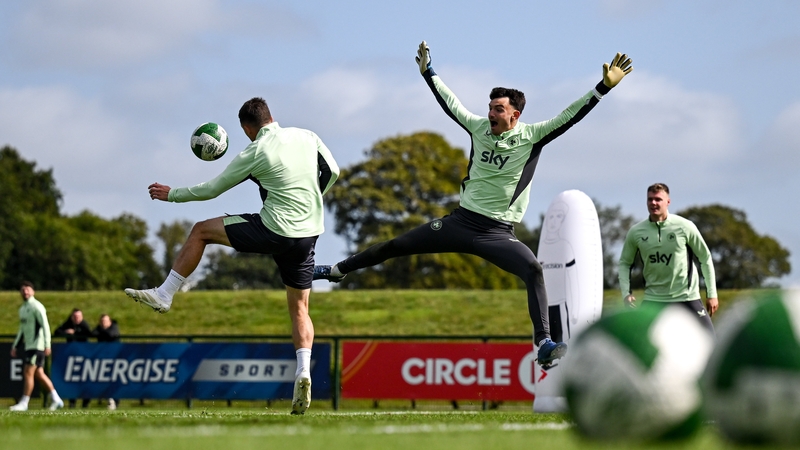 Jason Knight, Max O'Leary and Evan Ferguson training on the eve of the Greece game