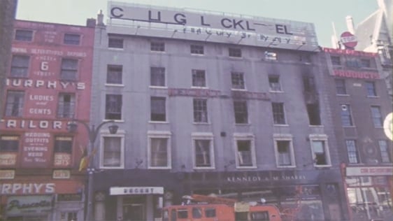 Fire damaged Regent Hotel, D'Olier Street, Dublin, 1974