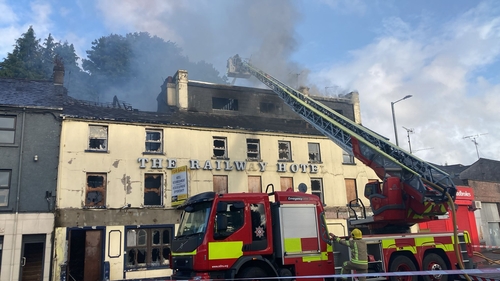 The fire was at the former Railway Hotel in the centre of the town