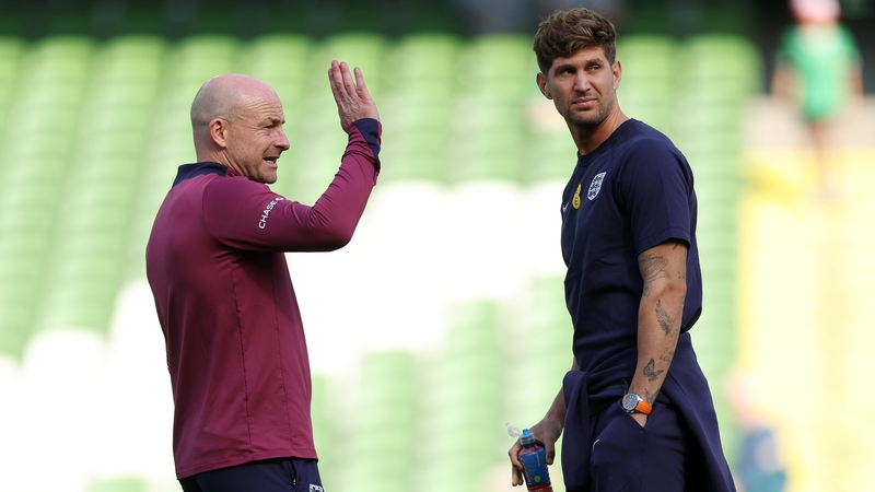 Lee Carsley and John Stones pictured ahead of England's win over Ireland at the Aviva Stadium