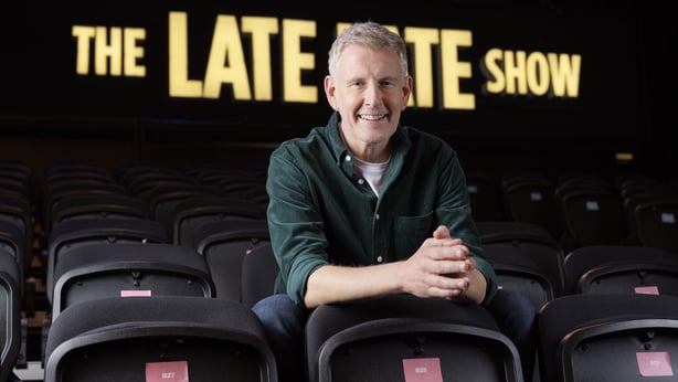 The Late Late Show host Patrick Kielty smiling in the studio of the RTÉ One talk show