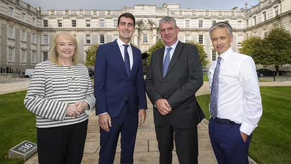 June Butler, SBCI CEO, Finance Minister Jack Chambers, Ioannis Tsakiris, EIB Vice President and Elliott Griffin, BVP's CEO