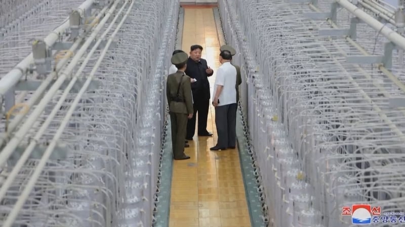 Photos of Kim Jong Un at the nuclear facility were released