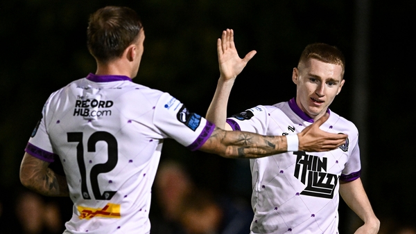 Ross Tierney (r) celebrates with Danny Grant