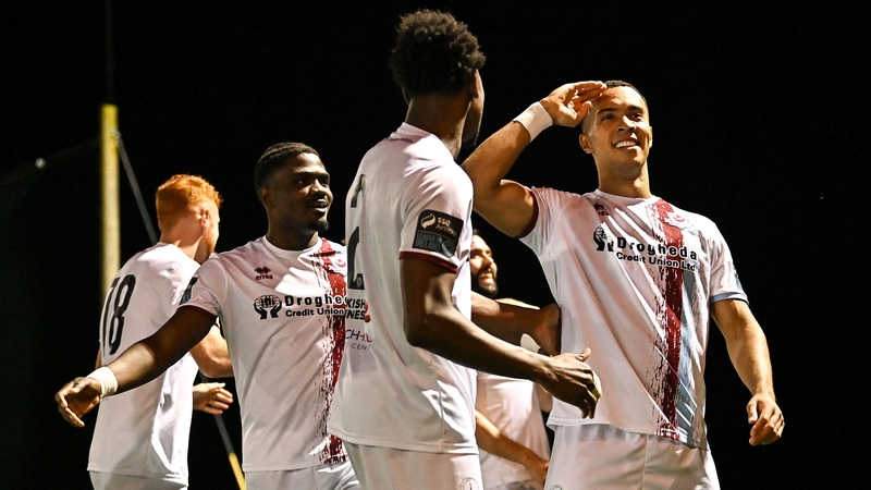 Douglas James-Taylor celebrates scoring his side's second in Athlone