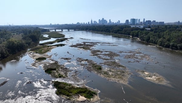 A view of the drought-affected Vistula River in Warsaw earlier this week.