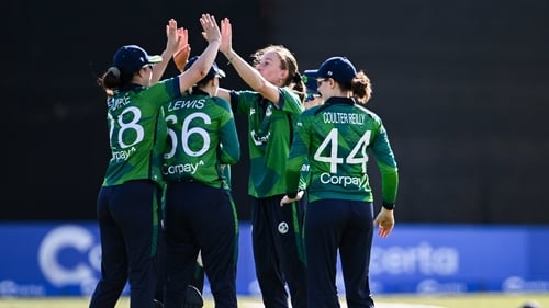 Ireland players celebrate at Clontarf