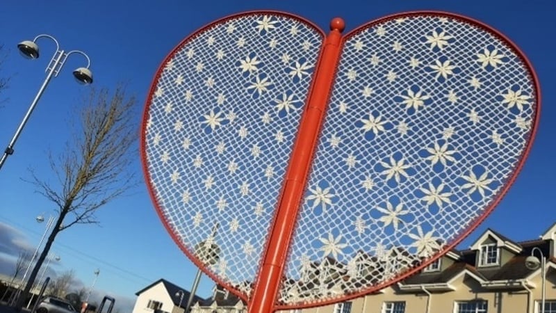 Roisin de Buitlear's Lace Matrix work in St George's Square, Headford in 2021. Photo: Headford Lace Project