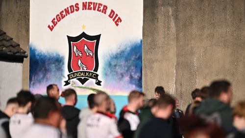 Dundalk fans gather outside Oriel Park