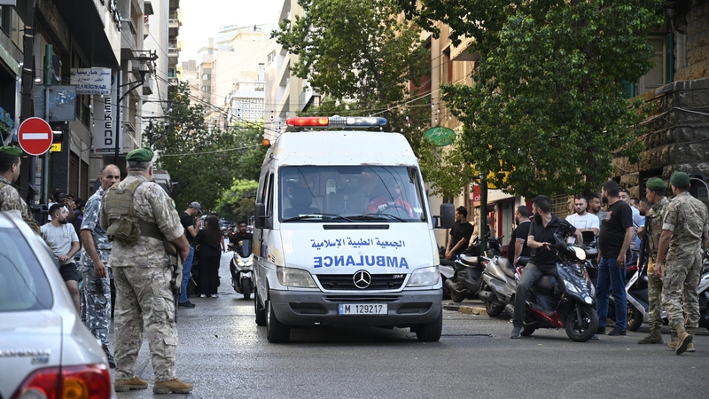 Ambulances on the streets of Beirut after at least eight people, including a child, were killed and 2,800 injured in a mass explosion of pagers. Photo: Houssam Shbaro/Anadolu via Getty Images