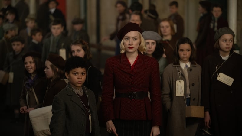 Saoirse Ronan and Elliott Heffernan on the set of the film Blitz, set during the Second World War