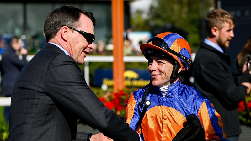 Aidan O'Brien (L) and jockey Wayne Lordan had a winner with Antelope Canyon