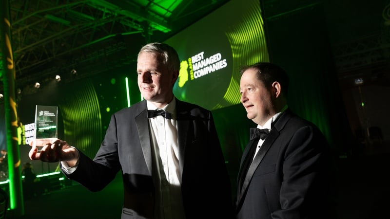 Denis McCarthy, Fexco Chairman with Brian Murphy, Lead Partner, for Ireland's Best Managed Companies Award Programme at Deloitte