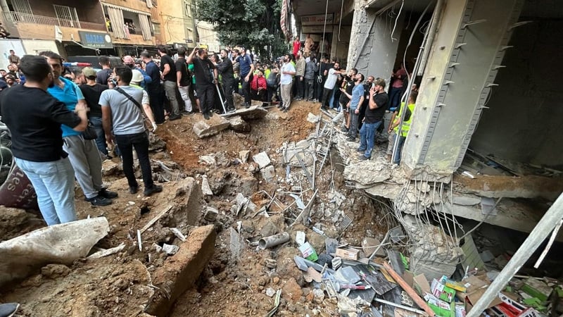 The aftermath of an Israeli strike on Beirut's southern suburbs
