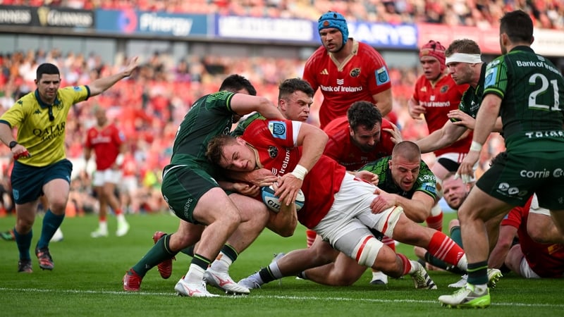 Gavin Coombes scored one of Munster's five tries in their win over Connacht