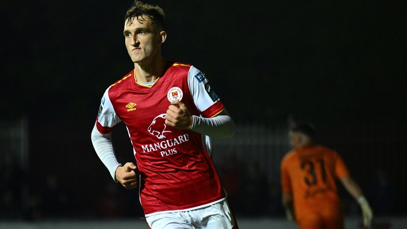 Mason Melia wheels away after scoring his first-half goal