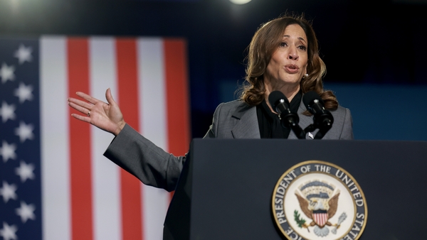 Kamala Harris speaks during an event in Atlanta, Georgia