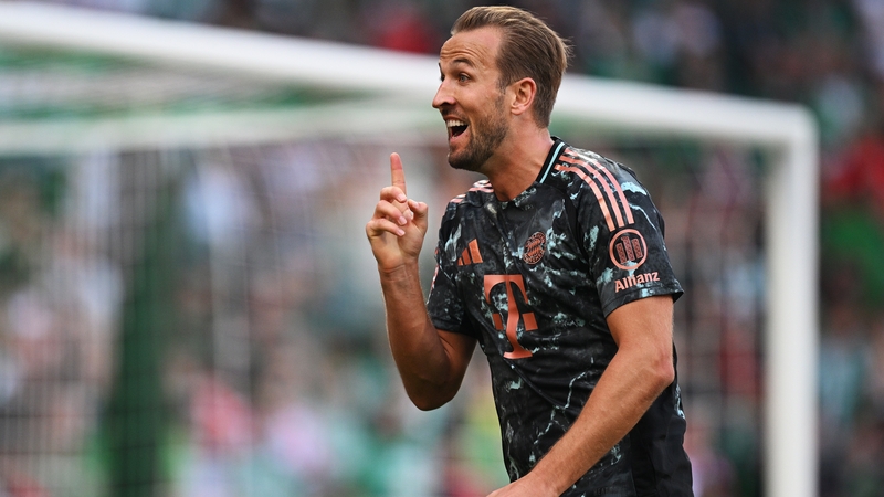 Harry Kane celebrates his goal against Werder Bremen