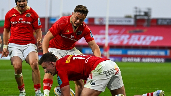 Shane Daly celabrates scoring Munster's winning try