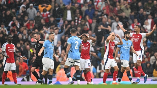 Arsenal had to play the entire second half with 10 men