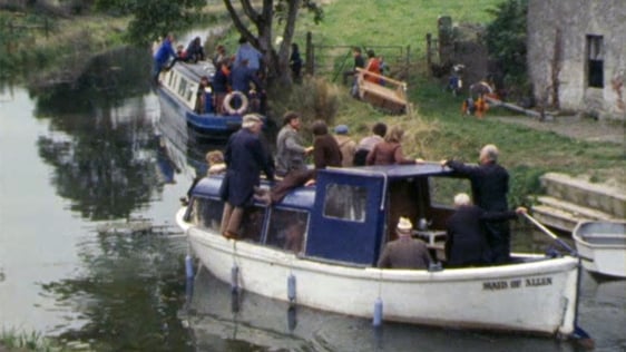 Canal barge the MV Maid of Allen on a stretch of the Grand Canal in County Kildare, 1979.