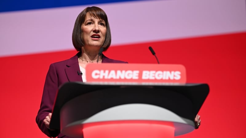 UK finance minister Rachel Reeves speaking at today's Labour party conference in Liverpool